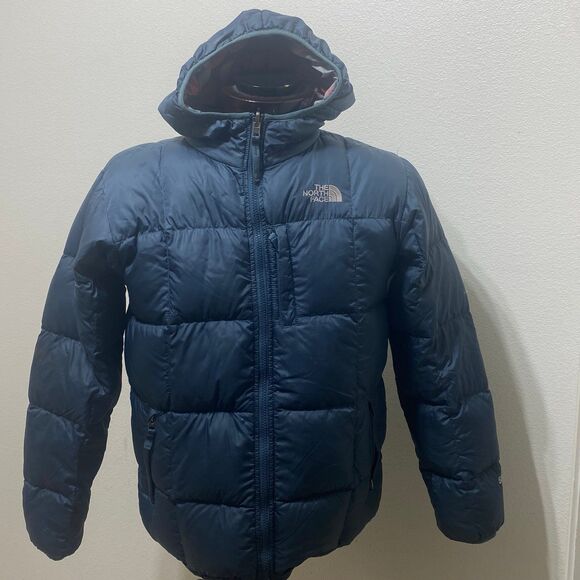 The North Face Boy's Warm Jacket Navy Blue Plaid Reversible Size XL (18/20) - Picture 1 of 12